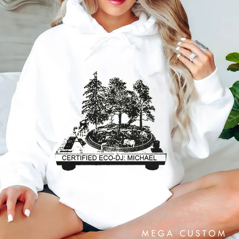 Personalized Classic Hoodies Vinyl Record and Turntable Forest and Rock N Roll and Turntable Hoodie
