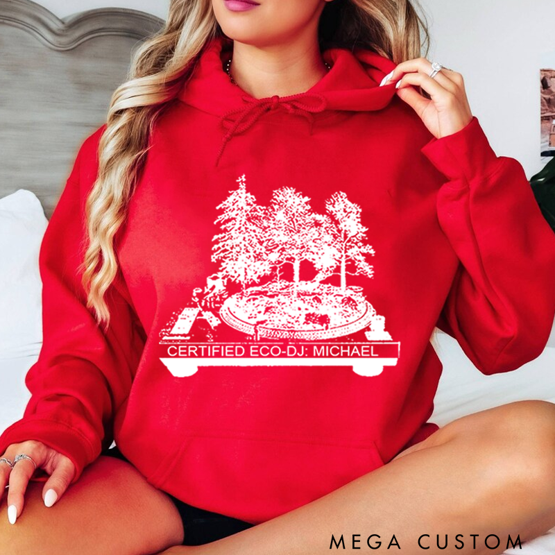 Personalized Classic Hoodies Vinyl Record and Turntable Forest and Rock N Roll and Turntable Hoodie