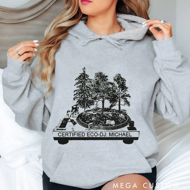 Personalized Classic Hoodies Vinyl Record and Turntable Forest and Rock N Roll and Turntable Hoodie