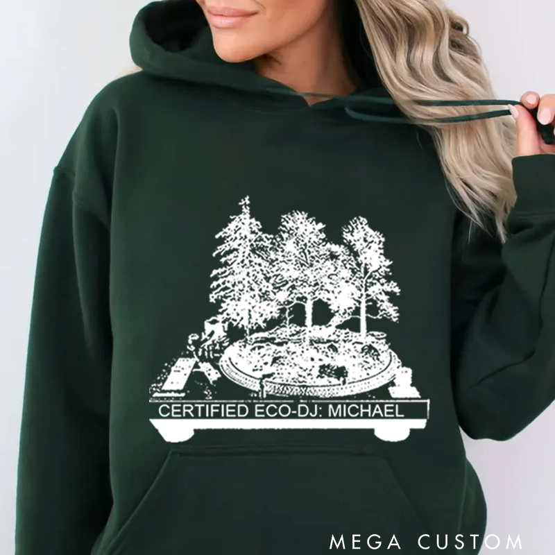 Personalized Classic Hoodies Vinyl Record and Turntable Forest and Rock N Roll and Turntable Hoodie