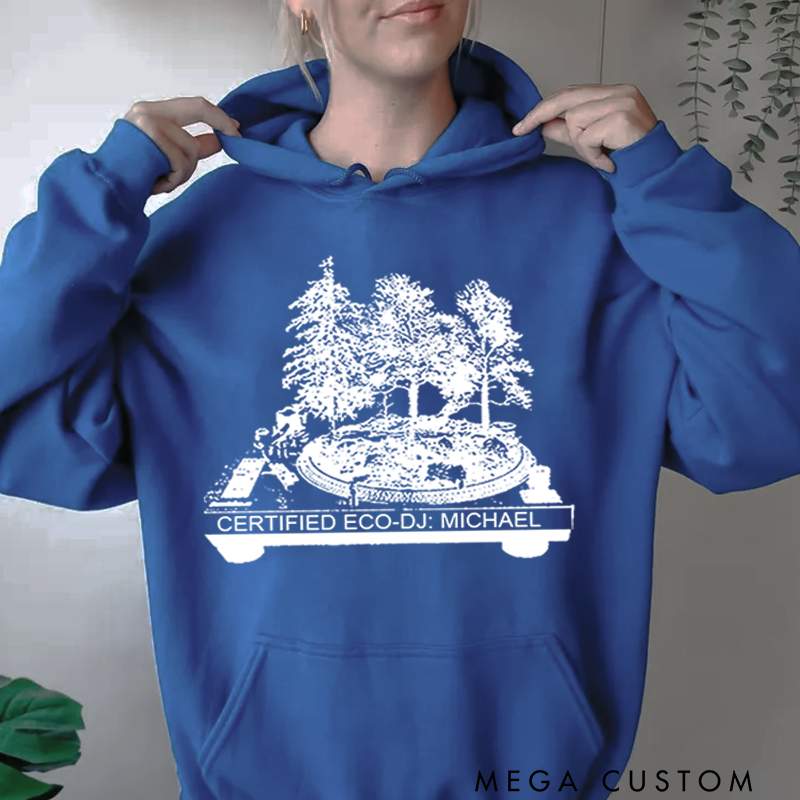 Personalized Classic Hoodies Vinyl Record and Turntable Forest and Rock N Roll and Turntable Hoodie