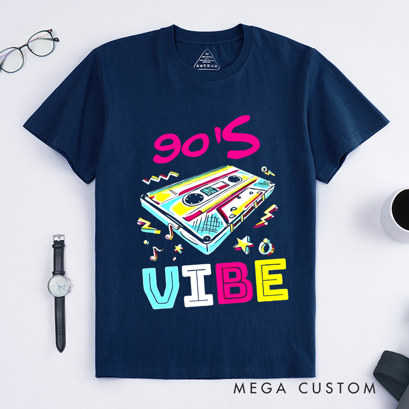 Personalized Classic T-Shirts 90's Vibe Retro Cassette Tape Graphic Tee Perfect for Nostalgia and Vintage Music Lovers Gift