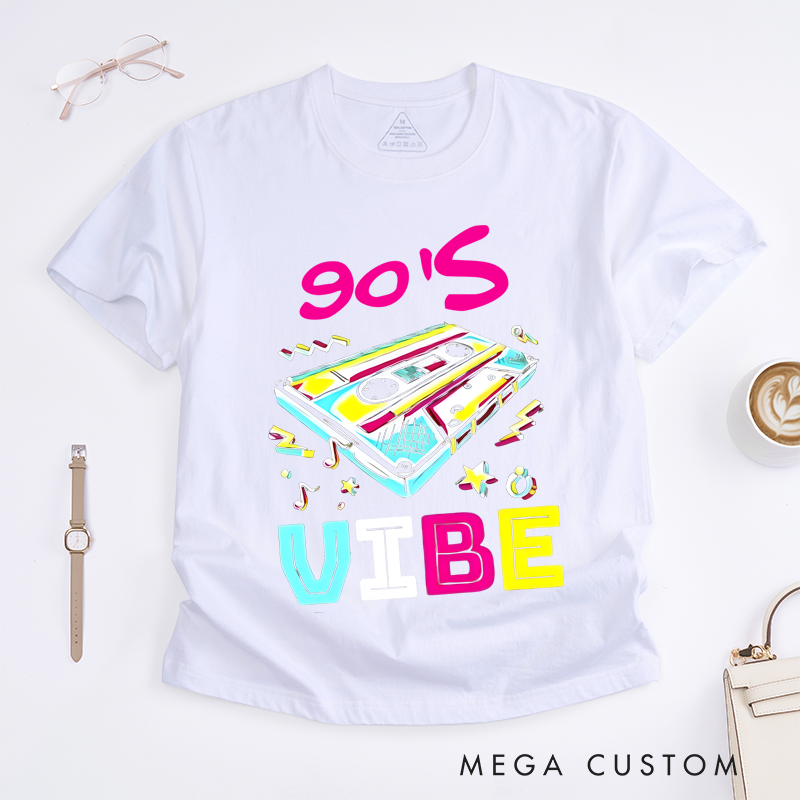 Personalized Classic T-Shirts 90's Vibe Retro Cassette Tape Graphic Tee Perfect for Nostalgia and Vintage Music Lovers Gift