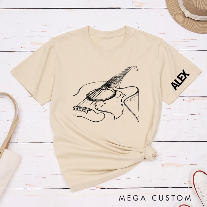 Personalized Classic T-Shirts Acoustic Guitar T-Shirt Musician Tee and Guitar Player Shirt Gift for Cool Band Gift