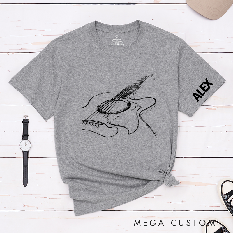 Personalized Classic T-Shirts Acoustic Guitar T-Shirt Musician Tee and Guitar Player Shirt Gift for Cool Band Gift