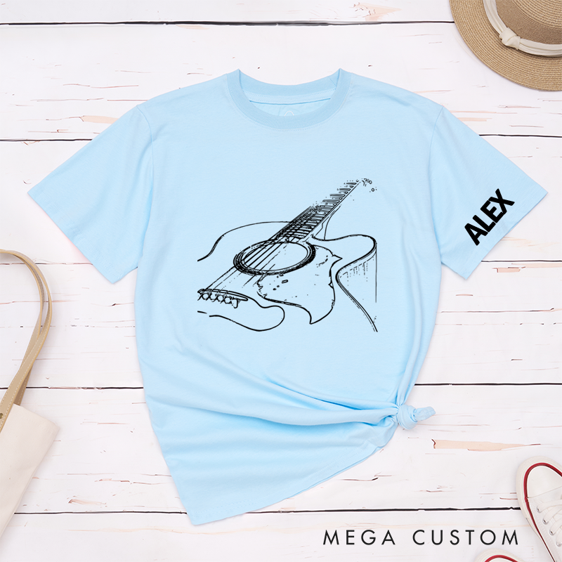 Personalized Classic T-Shirts Acoustic Guitar T-Shirt Musician Tee and Guitar Player Shirt Gift for Cool Band Gift