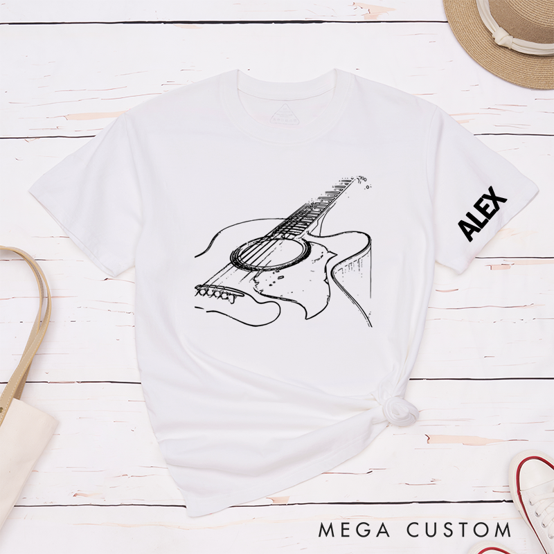 Personalized Classic T-Shirts Acoustic Guitar T-Shirt Musician Tee and Guitar Player Shirt Gift for Cool Band Gift