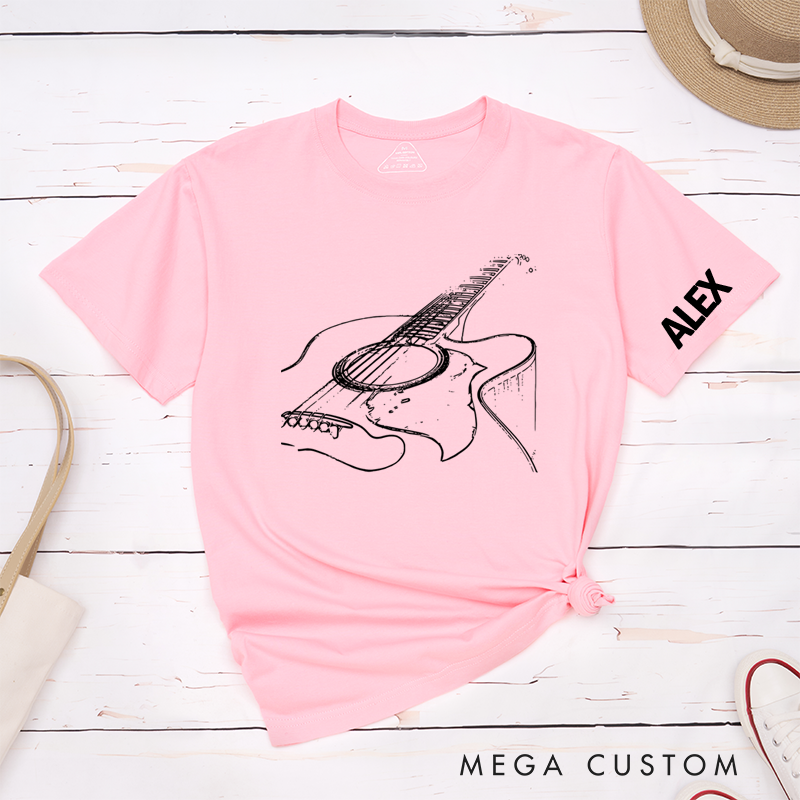 Personalized Classic T-Shirts Acoustic Guitar T-Shirt Musician Tee and Guitar Player Shirt Gift for Cool Band Gift
