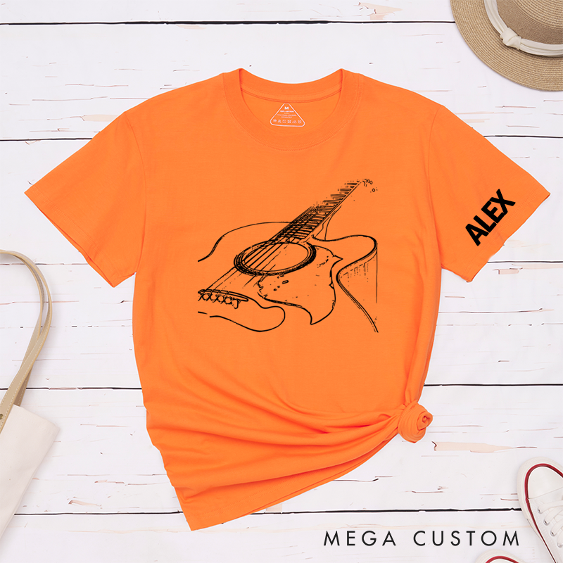 Personalized Classic T-Shirts Acoustic Guitar T-Shirt Musician Tee and Guitar Player Shirt Gift for Cool Band Gift