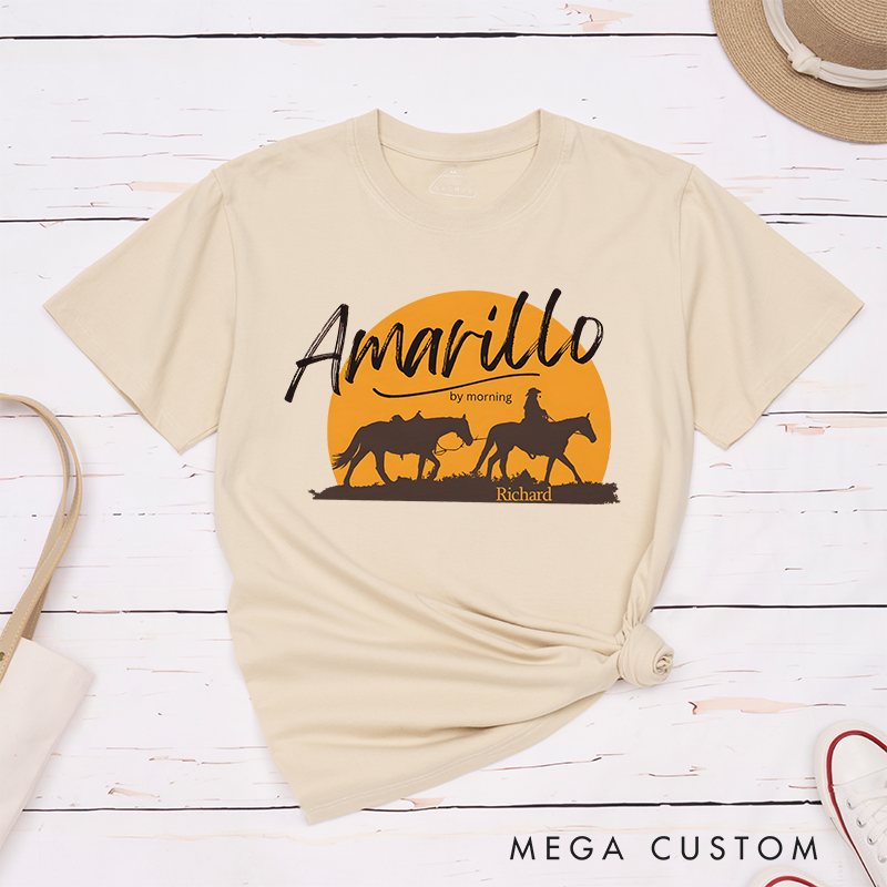 Personalized Classic T-Shirts Amarillo by Morning and Western Cowboy Graphic Tee Perfect for Country and Adventure Enthusiasts T-Shirt