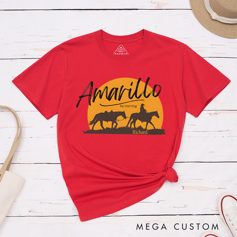 Personalized Classic T-Shirts Amarillo by Morning and Western Cowboy Graphic Tee Perfect for Country and Adventure Enthusiasts T-Shirt