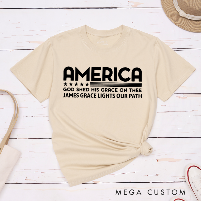 Personalized Classic T-Shirts America God Shed His Grace on Thee T-Shirt