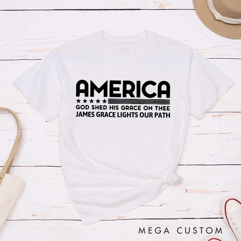 Personalized Classic T-Shirts America God Shed His Grace on Thee T-Shirt