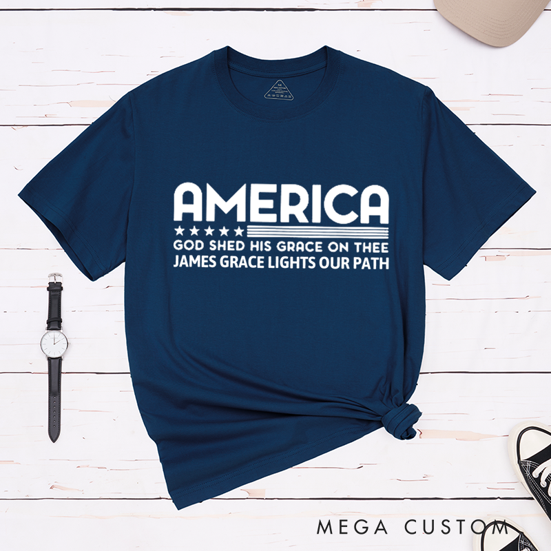 Personalized Classic T-Shirts America God Shed His Grace on Thee T-Shirt