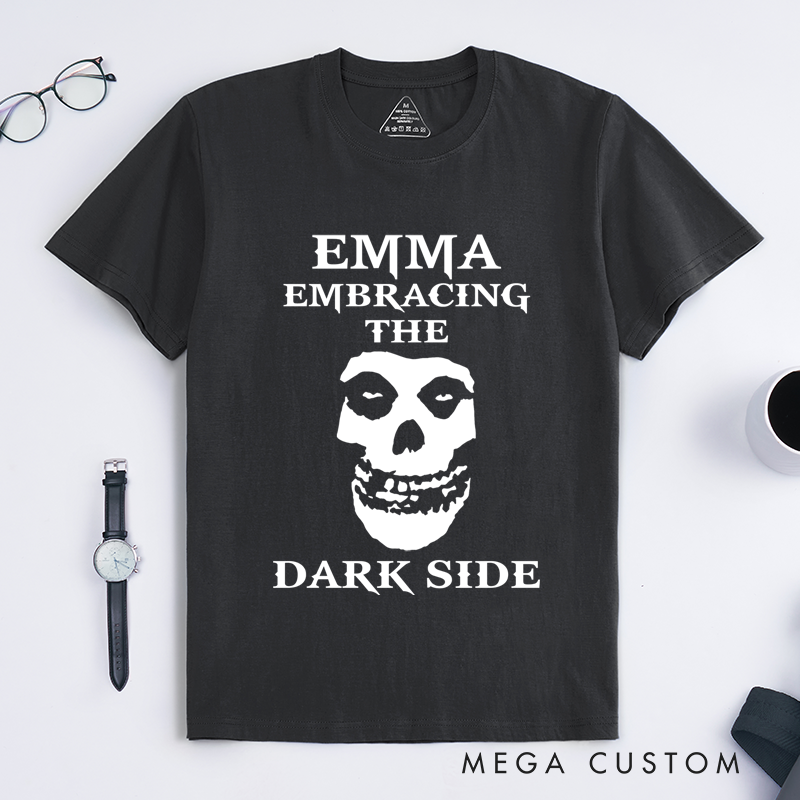 Personalized Classic T-Shirts Rocker Horns Unisex Awesome Shirt Black with White Metal Horror Punk Cool Personalizable Gift