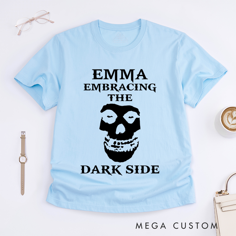 Personalized Classic T-Shirts Rocker Horns Unisex Awesome Shirt Black with White Metal Horror Punk Cool Personalizable Gift