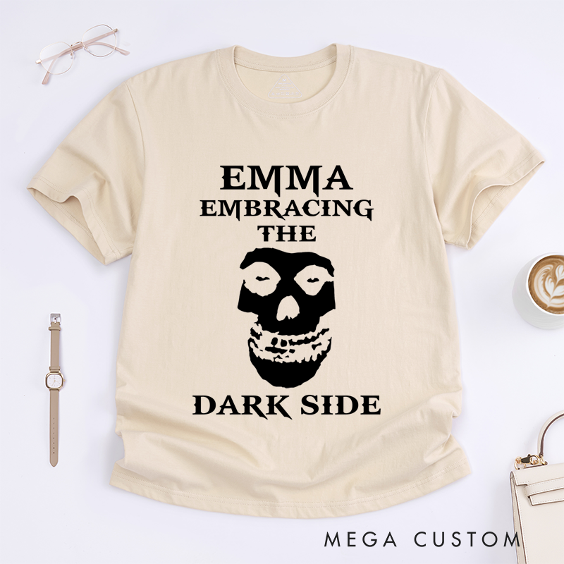 Personalized Classic T-Shirts Rocker Horns Unisex Awesome Shirt Black with White Metal Horror Punk Cool Personalizable Gift