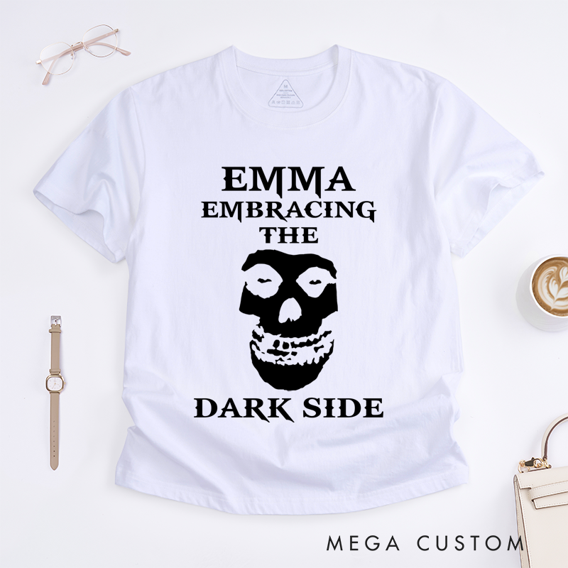 Personalized Classic T-Shirts Rocker Horns Unisex Awesome Shirt Black with White Metal Horror Punk Cool Personalizable Gift