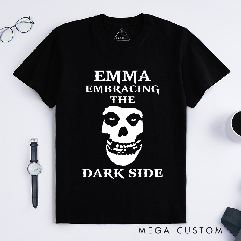 Personalized Classic T-Shirts Rocker Horns Unisex Awesome Shirt Black with White Metal Horror Punk Cool Personalizable Gift