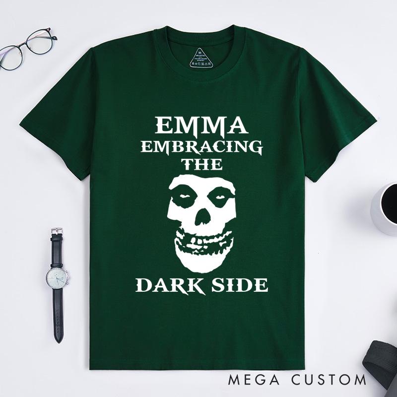 Personalized Classic T-Shirts Rocker Horns Unisex Awesome Shirt Black with White Metal Horror Punk Cool Personalizable Gift