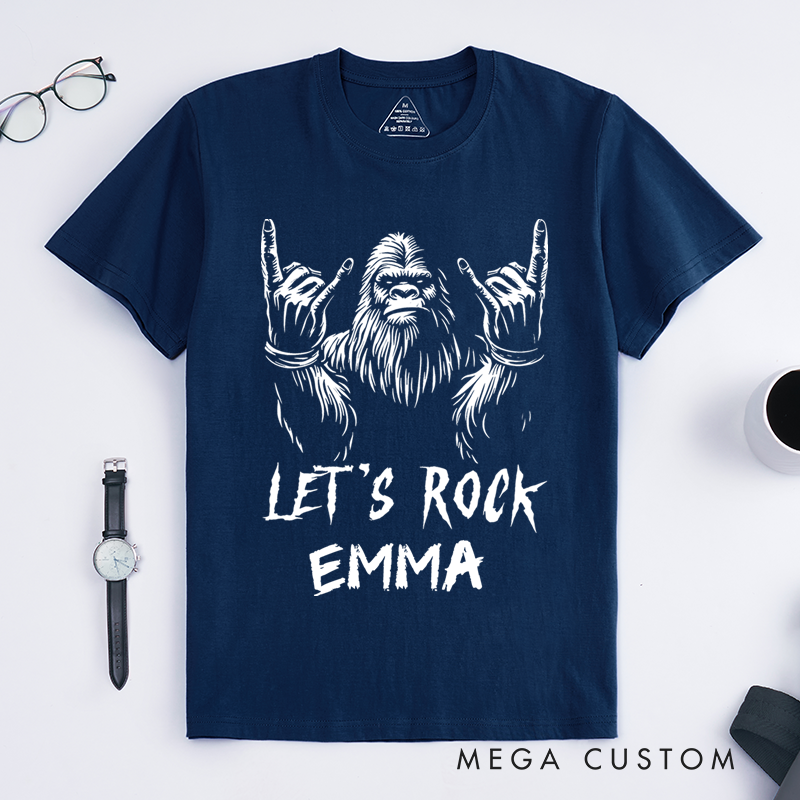 Personalized Classic T-Shirts Bold Gorilla Graphic Tee with Rock Hand Gesture Tee Perfect for Music Lovers and Rock Fans Gift