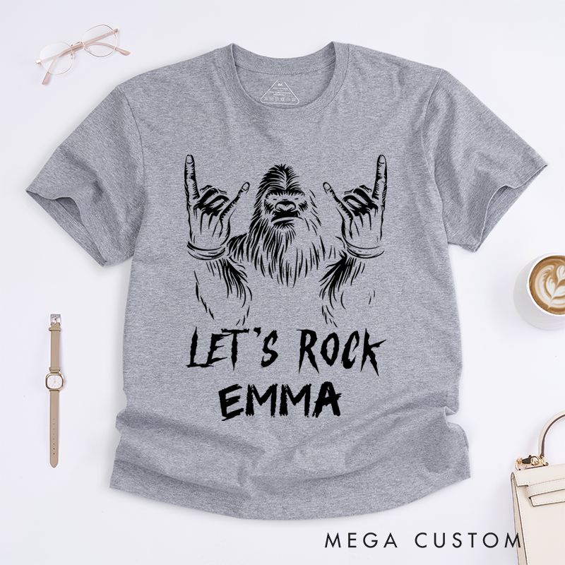 Personalized Classic T-Shirts Bold Gorilla Graphic Tee with Rock Hand Gesture Tee Perfect for Music Lovers and Rock Fans Gift
