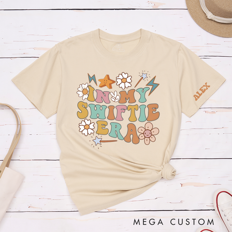 Personalized Classic T-Shirts Colorful Era T-Shirt Playful Graphic Tee with Flowers and Stars, Perfect for Music and Nostalgia Enthusiasts T-Shirt