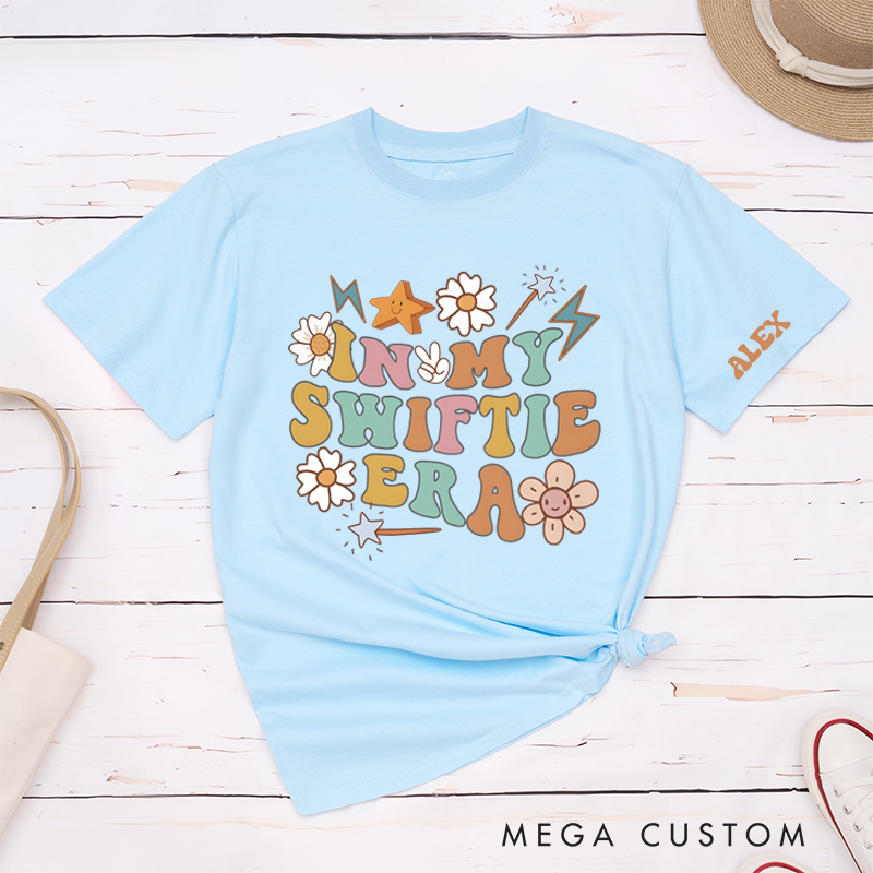 Personalized Classic T-Shirts Colorful Era T-Shirt Playful Graphic Tee with Flowers and Stars, Perfect for Music and Nostalgia Enthusiasts T-Shirt