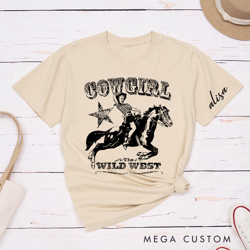 Personalized Classic T-Shirts Cowgirl Wild West and Dynamic Rodeo Tee Perfect for Western and Adventure Enthusiasts and Country Music Lovers