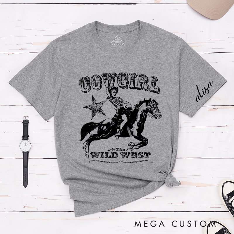 Personalized Classic T-Shirts Cowgirl Wild West and Dynamic Rodeo Tee Perfect for Western and Adventure Enthusiasts and Country Music Lovers
