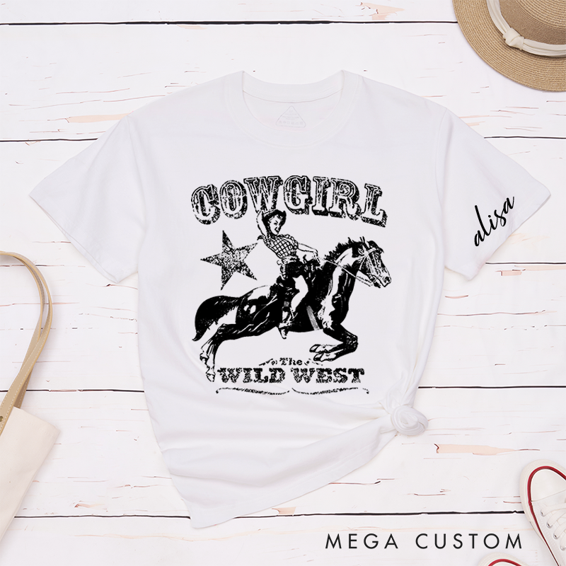 Personalized Classic T-Shirts Cowgirl Wild West and Dynamic Rodeo Tee Perfect for Western and Adventure Enthusiasts and Country Music Lovers