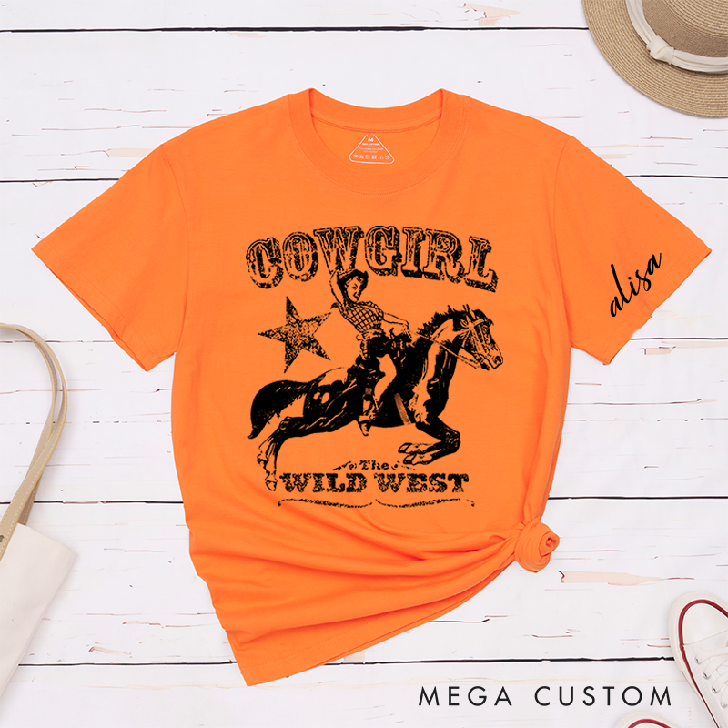 Personalized Classic T-Shirts Cowgirl Wild West and Dynamic Rodeo Tee Perfect for Western and Adventure Enthusiasts and Country Music Lovers