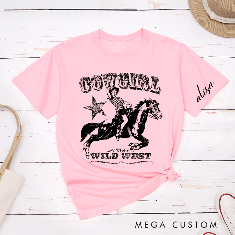 Personalized Classic T-Shirts Cowgirl Wild West and Dynamic Rodeo Tee Perfect for Western and Adventure Enthusiasts and Country Music Lovers