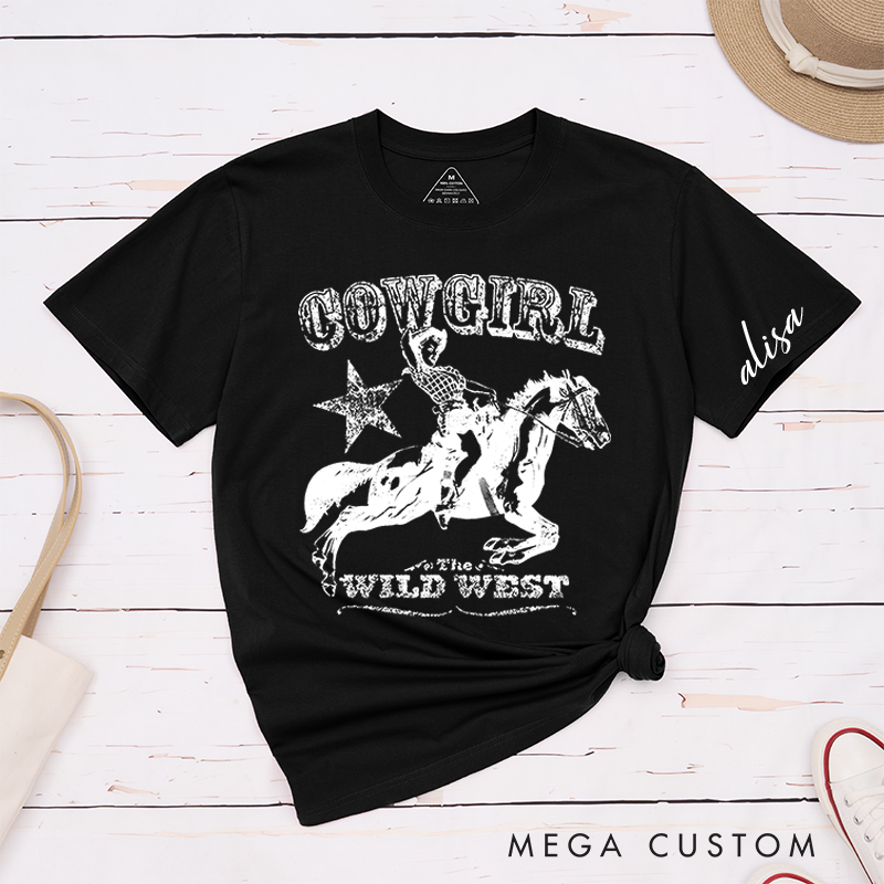 Personalized Classic T-Shirts Cowgirl Wild West and Dynamic Rodeo Tee Perfect for Western and Adventure Enthusiasts and Country Music Lovers