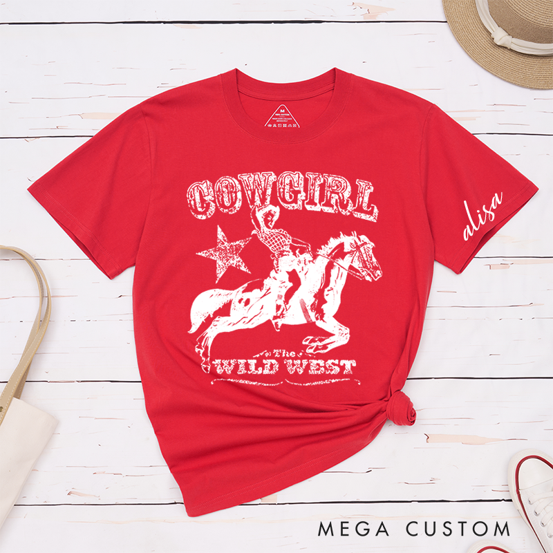 Personalized Classic T-Shirts Cowgirl Wild West and Dynamic Rodeo Tee Perfect for Western and Adventure Enthusiasts and Country Music Lovers