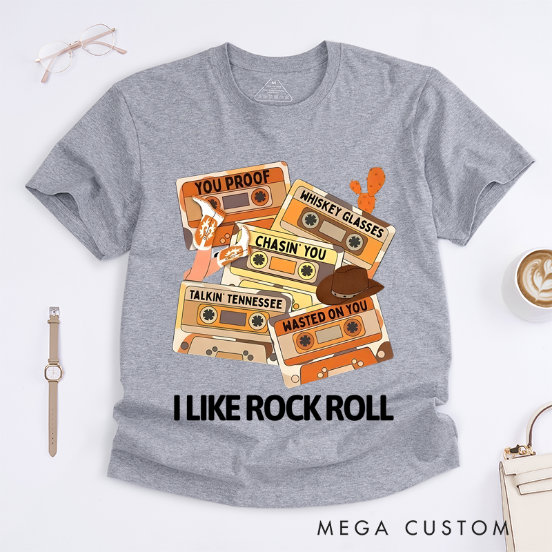 Personalized Classic T-Shirts Customized Song Name Retro Cassette Country Rock and Roll Graphic Tee