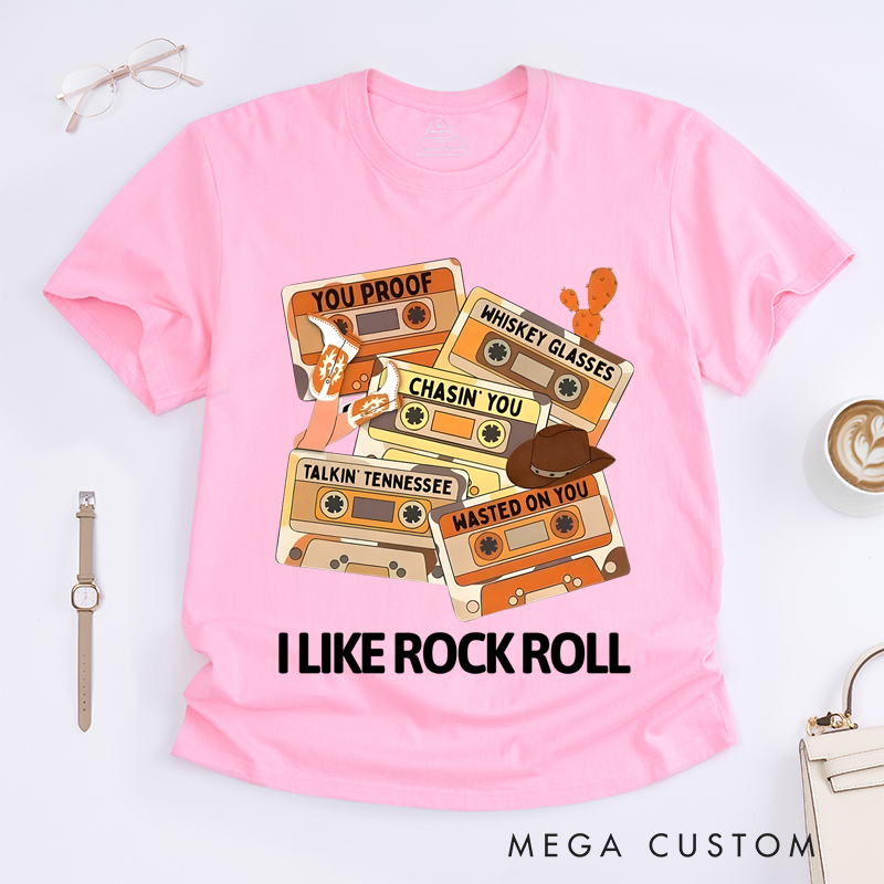 Personalized Classic T-Shirts Customized Song Name Retro Cassette Country Rock and Roll Graphic Tee