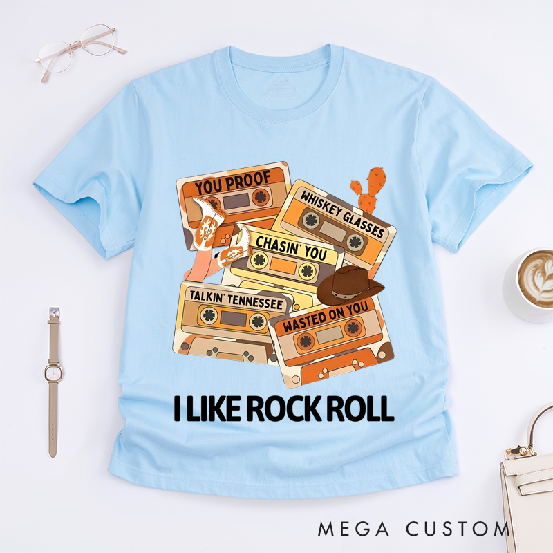 Personalized Classic T-Shirts Customized Song Name Retro Cassette Country Rock and Roll Graphic Tee