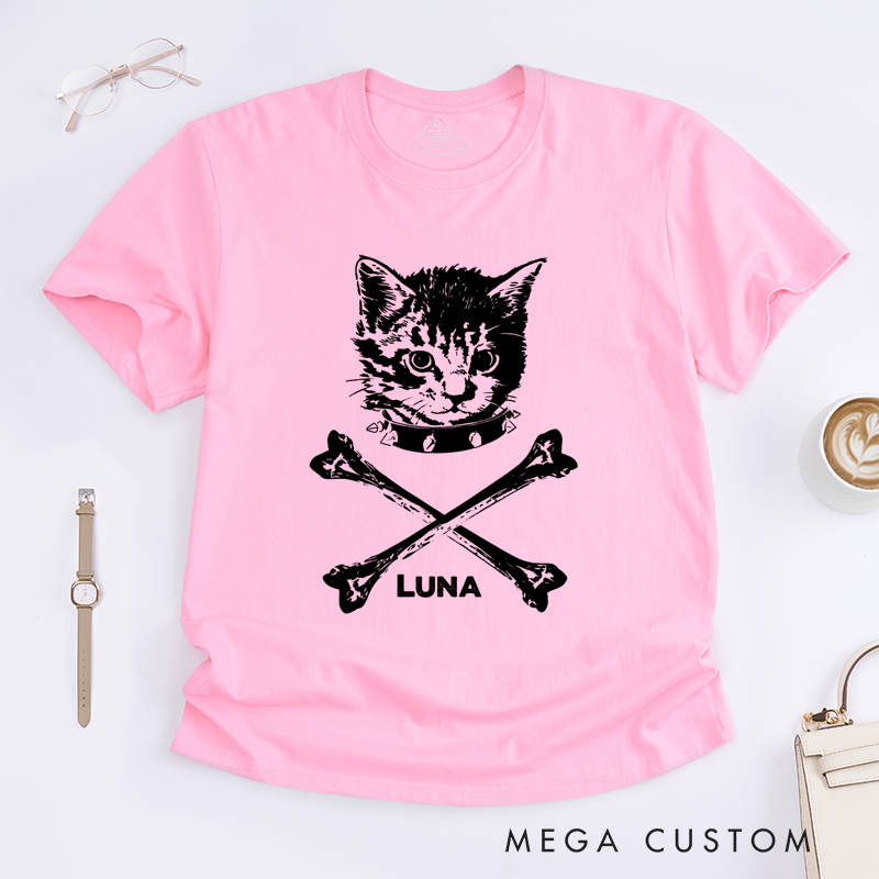 Personalized Classic T-Shirts Dark and Cool Cat Punk Inspired Graphic Tee for Music Enthusiasts T-Shirt