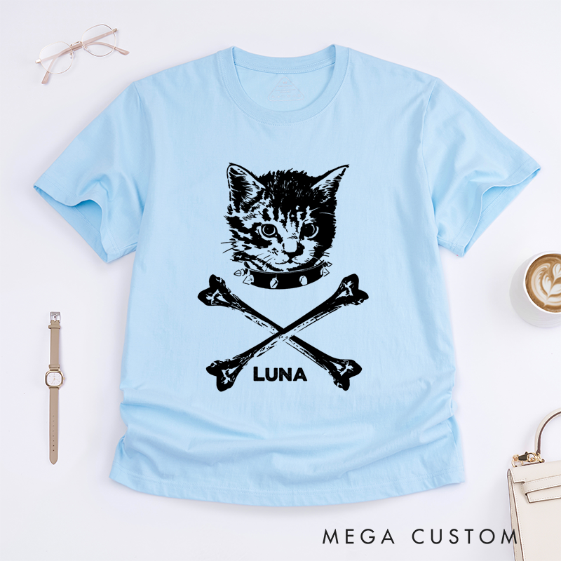 Personalized Classic T-Shirts Dark and Cool Cat Punk Inspired Graphic Tee for Music Enthusiasts T-Shirt