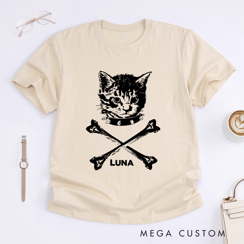 Personalized Classic T-Shirts Dark and Cool Cat Punk Inspired Graphic Tee for Music Enthusiasts T-Shirt