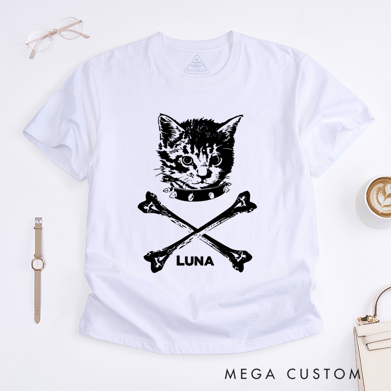 Personalized Classic T-Shirts Dark and Cool Cat Punk Inspired Graphic Tee for Music Enthusiasts T-Shirt