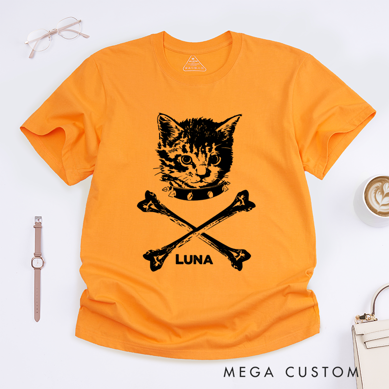 Personalized Classic T-Shirts Dark and Cool Cat Punk Inspired Graphic Tee for Music Enthusiasts T-Shirt