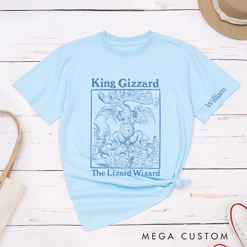 Personalized Classic T-Shirts Dragon and Wizard Design with Retro Aesthetic Perfect for Fans of Mythical Creatures and Magic Gift