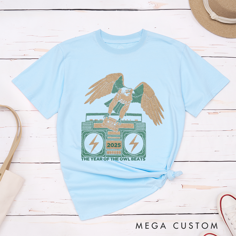 Personalized Classic T-Shirts Eagle Falcon Boombox Music Old School Cassette Tape Vinyl Bird Owl Mixtape Dj Retro T-Shirt