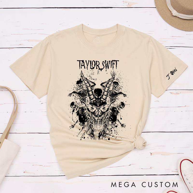 Personalized Classic T-Shirts Edgy Skull Splatter and Bold and Artistic Graphic Tee Perfect for Fans of Dark Designs and Heavy Metal Gift