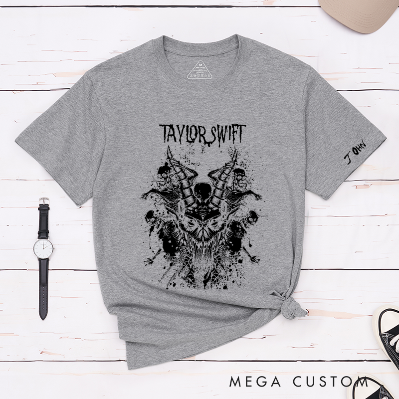Personalized Classic T-Shirts Edgy Skull Splatter and Bold and Artistic Graphic Tee Perfect for Fans of Dark Designs and Heavy Metal Gift