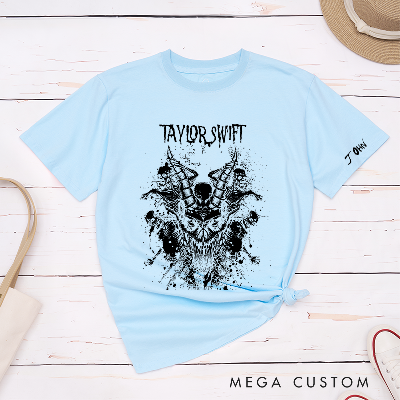 Personalized Classic T-Shirts Edgy Skull Splatter and Bold and Artistic Graphic Tee Perfect for Fans of Dark Designs and Heavy Metal Gift