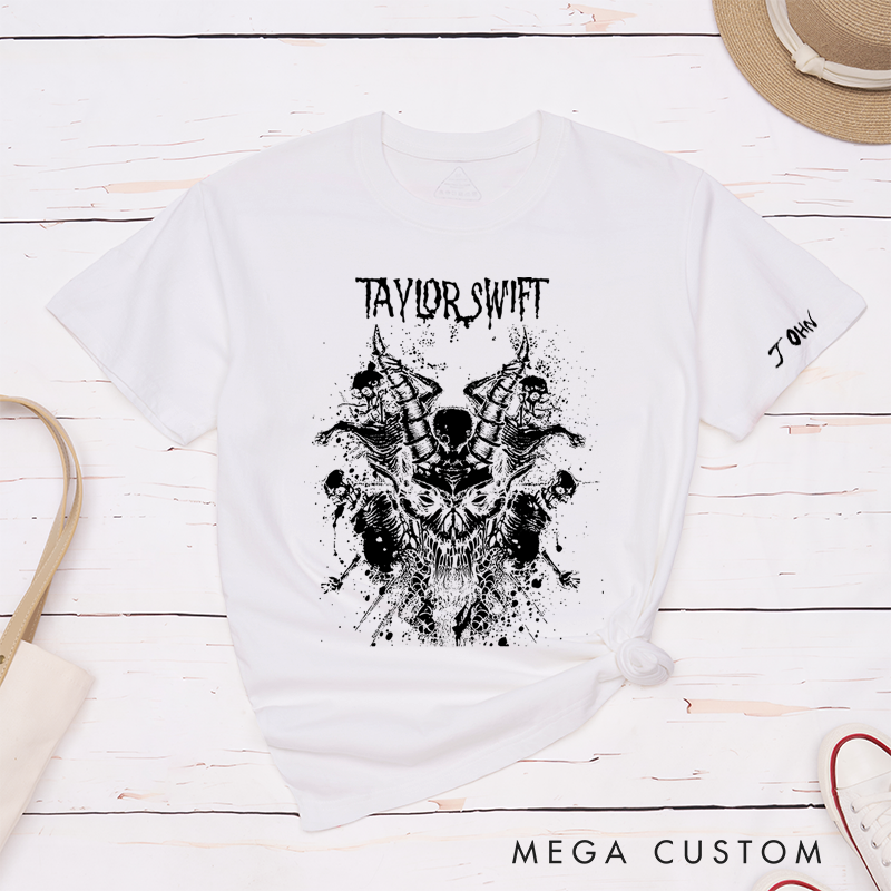 Personalized Classic T-Shirts Edgy Skull Splatter and Bold and Artistic Graphic Tee Perfect for Fans of Dark Designs and Heavy Metal Gift