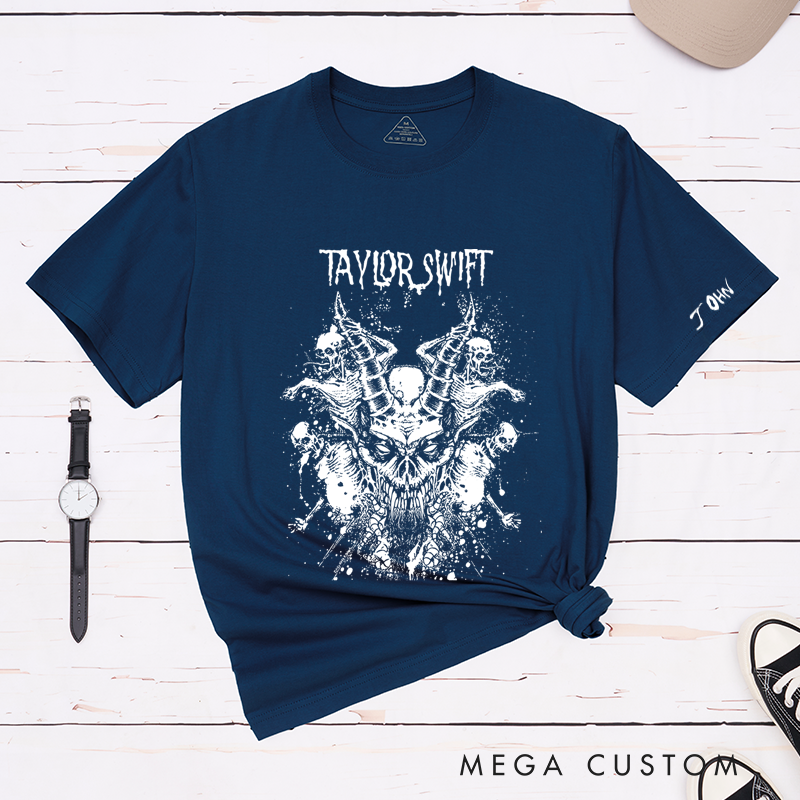 Personalized Classic T-Shirts Edgy Skull Splatter and Bold and Artistic Graphic Tee Perfect for Fans of Dark Designs and Heavy Metal Gift